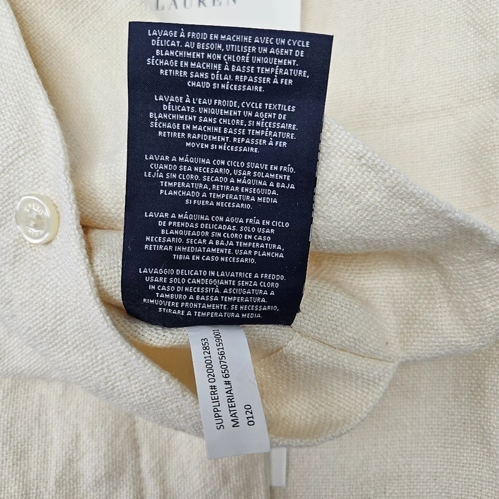 Ralph Lauren Standard Sham Foley Cream Linen 20 x 28 Neutral Natural Bedding